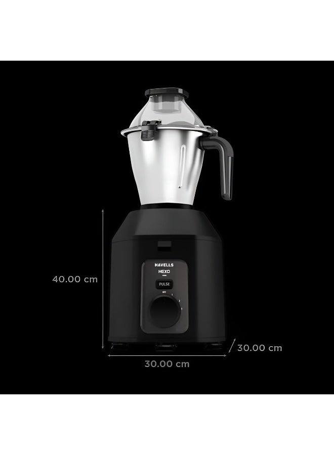 Havells Hexo Plus 1100 Watt Mixer Grinder | 3 Stainless Steel Jars with Handle | 22000 RPM High-Speed Motor | 100 Min Continuous Runtime | Metal Jar Base | 5 Year Motor Warranty (Black) - Image 4